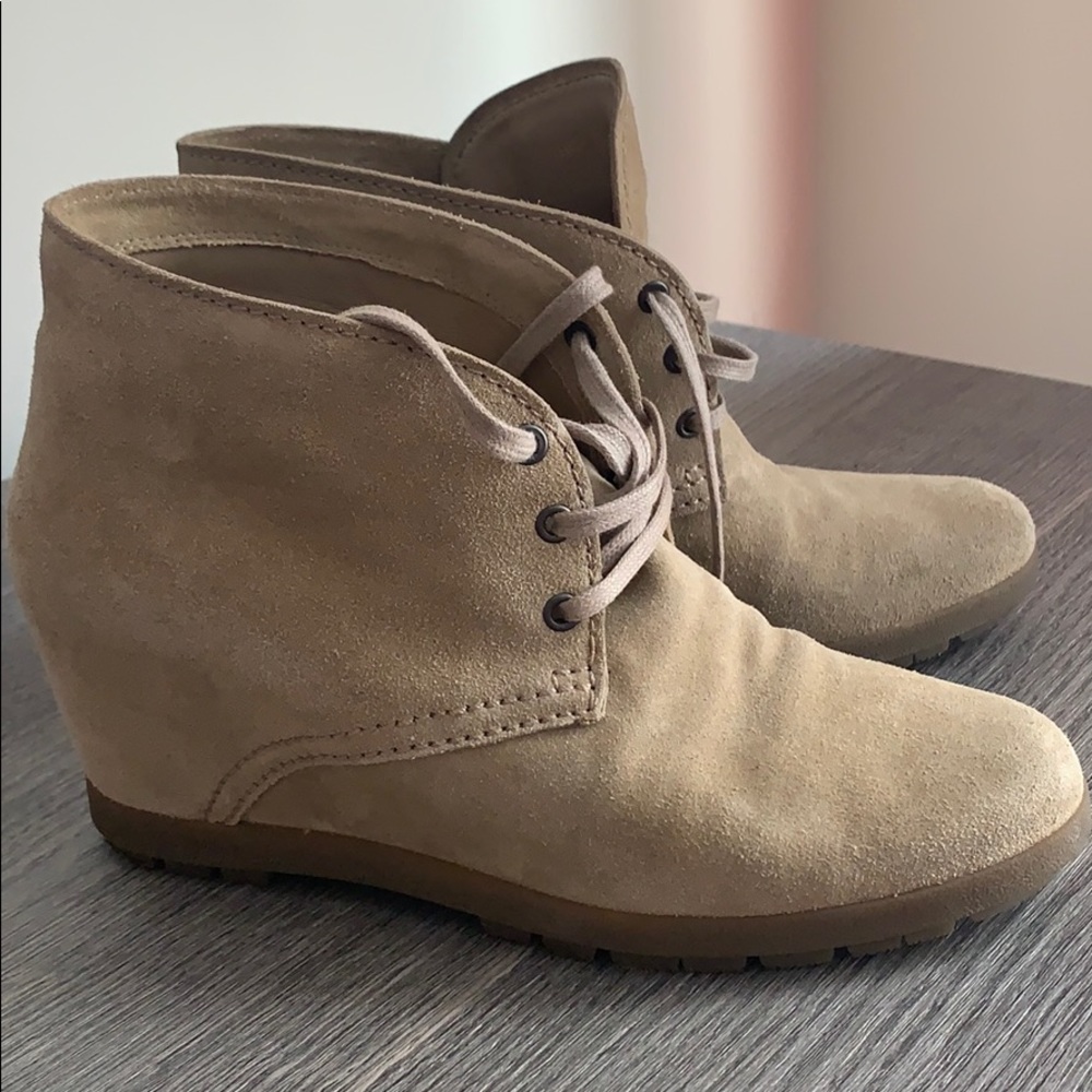 Prada Linea Rossa, Suede Wedge Lace-Up Bootie
